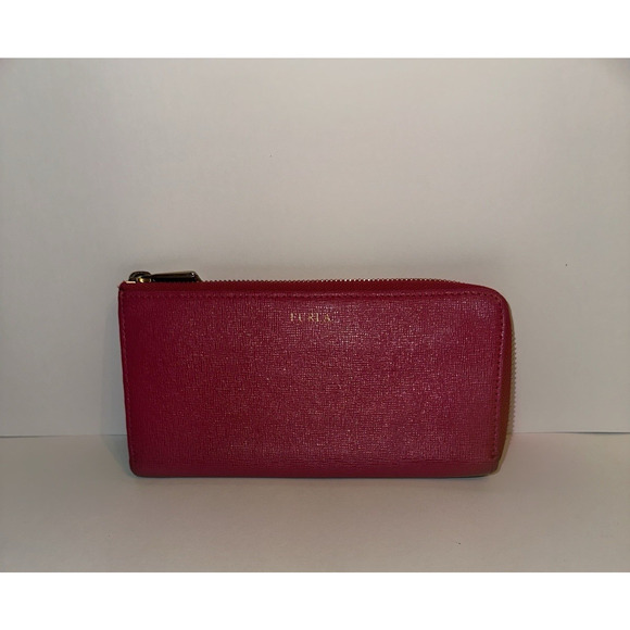 Furla XL Genuine Leather Babylon Continental Zip-around Wallet Color: Pink red - Picture 14 of 14